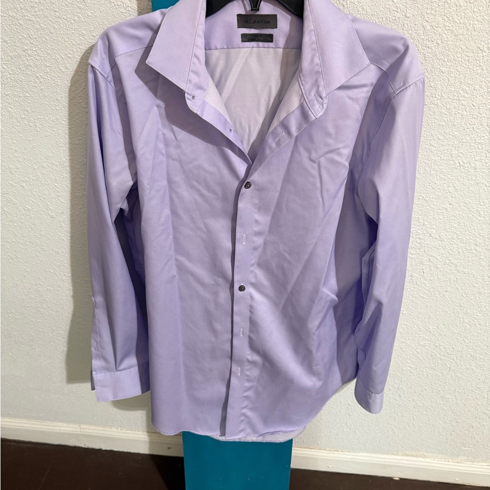 Calvin Klein Purple Dress Shirt Long-Sleeved